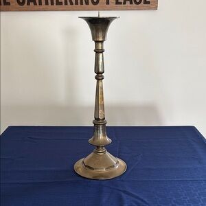 Vintage Solid  Brass Candle Holder H 20 in Diameter 8 in wt 3.7#